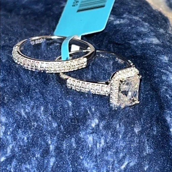 Moissanite Sterling Silver Ring Set - Picture 4 of 5